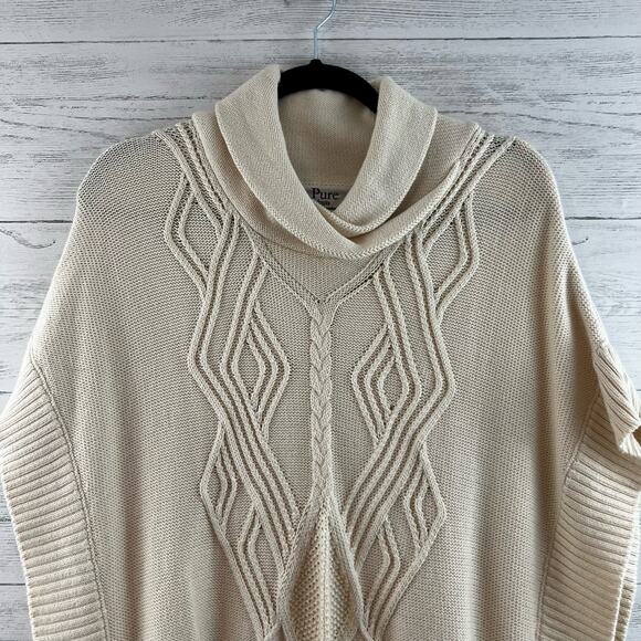 Pure Knits Chunky Button Cowl Poncho Sweater Size S - Picture 4 of 9